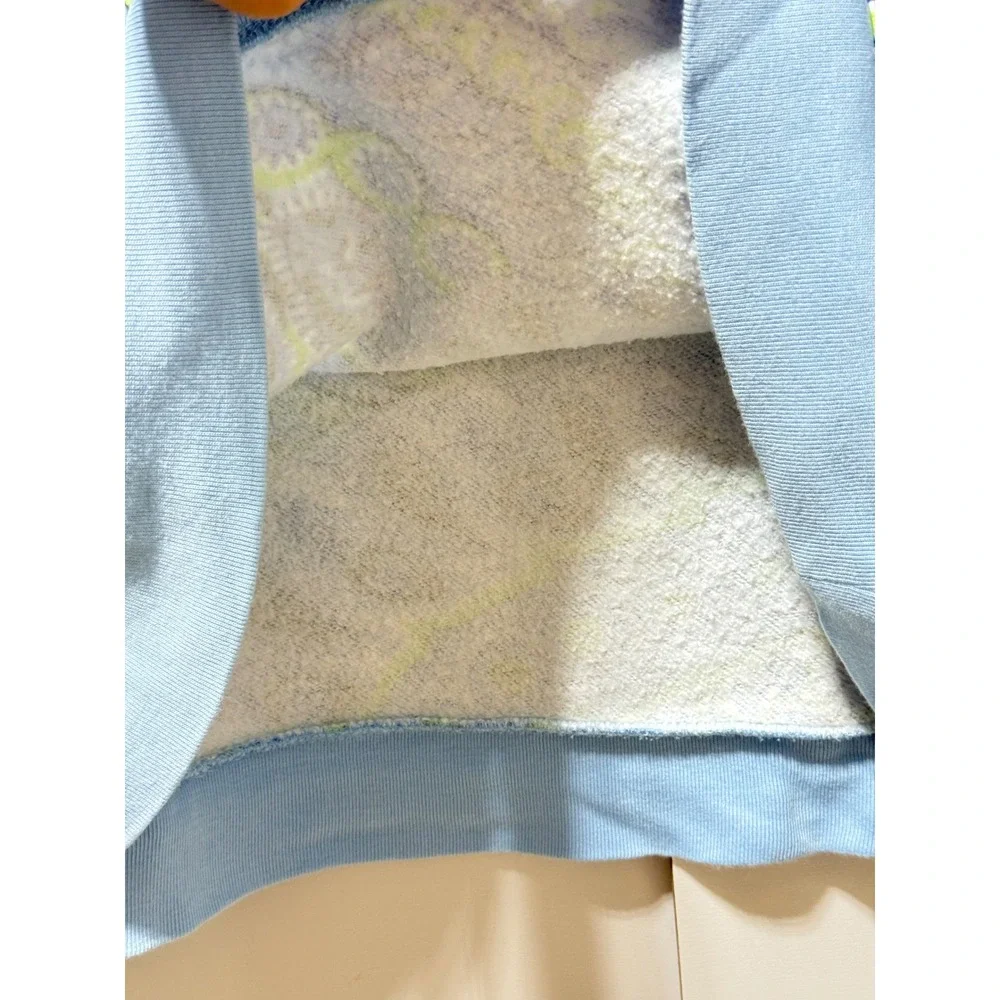 Talbots Blouson Sleeve Crewneck  Sweatshirt Perkey Paisley Large Blue  Pullover